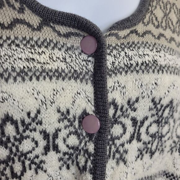 VINTAGE 90s gray and white button up fair‎ isle cardigan sweater volup 3X - Picture 4 of 8